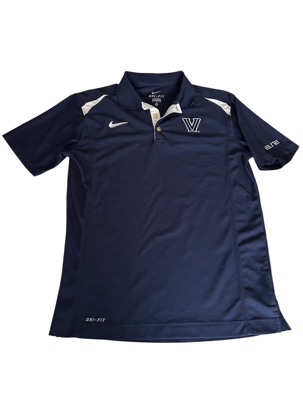 NIKE Dri-Fit ELITE Villanova Wildcats Polo Shirt Navy NCAA Basketball Mens Med